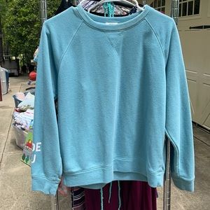 blue sweatshirt